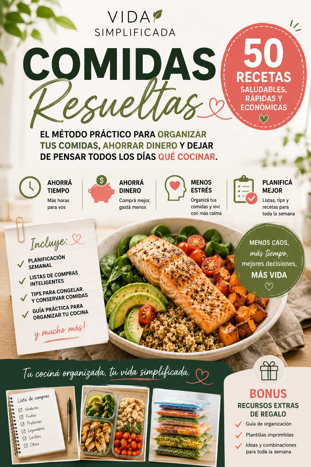 Vida Simplificada: Comidas Resueltas + 5 bonos de regalo